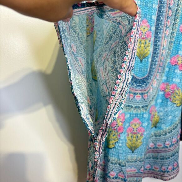 Tolani Collection Womens Multicolor Floral Narissa Printed Woven Caftan Tunic L - Picture 9 of 12